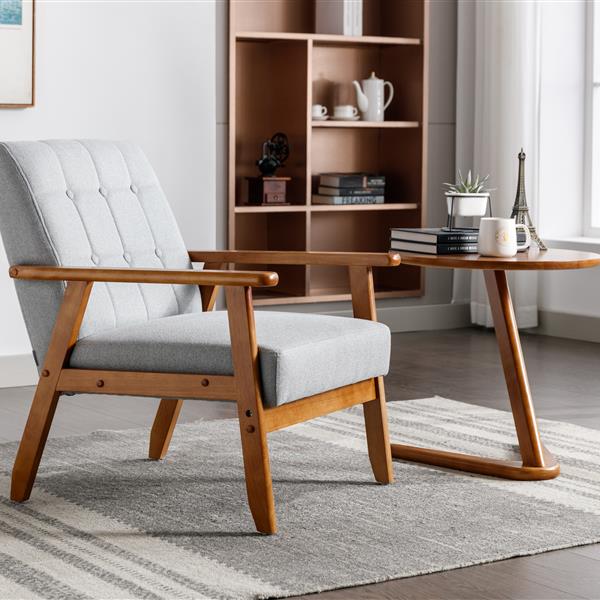 Leisure Chair with Solid Wood Armrest and Feet, Mid-Century Modern Accent chair, for Living Room Bedroom Studio chair