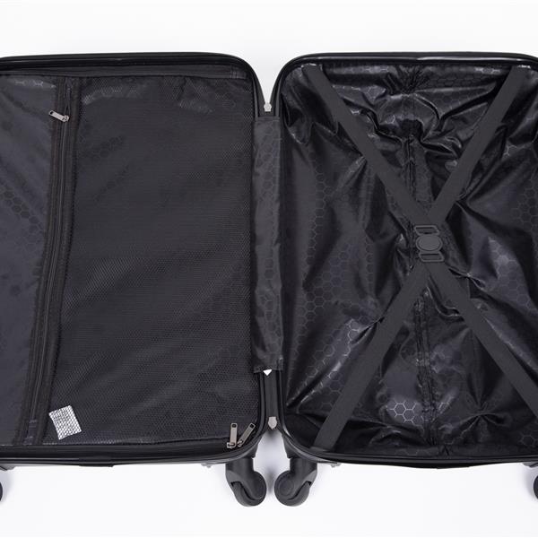 3 Piece Luggage Sets ABS Lightweight Suitcase with Two Hooks, Spinner Wheels, TSA Lock, (20/24/28) Black