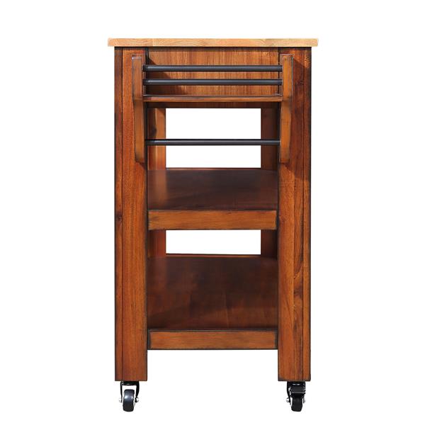 57 inch Rolling Kitchen Island with Storage,Kitchen Cart with Solid OAK Wood Top,Two-sided Kitchen island Cart on Wheels ,Wine and Spice Rack, Large Kitchen Cart with 2 Drawers, Walnut+Natural Top