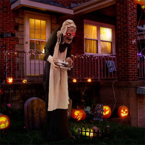 Halloween Standing Greetings Old Lady Decoration