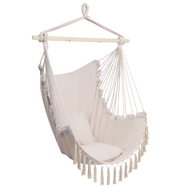 Pillow Tassel Hanging Chair Beige