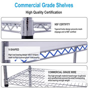 6 Tier 6000lbs Capacity NSF Metal Shelf Wire Shelving Unit, Heavy Duty Adjustable Storage Rack with Wheels & Shelf Liners for Commercial Grade Utility Steel Storage Rack, chrome- 82\\"H x 48\\"L x 18\\"D