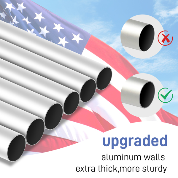 Flag Pole Kit for Outside House in Ground, 30FT Sectional Aluminum Extra Thick Flagpole, 5x3 US Flag, Heavy Duty Flag Poles Kit for Yard