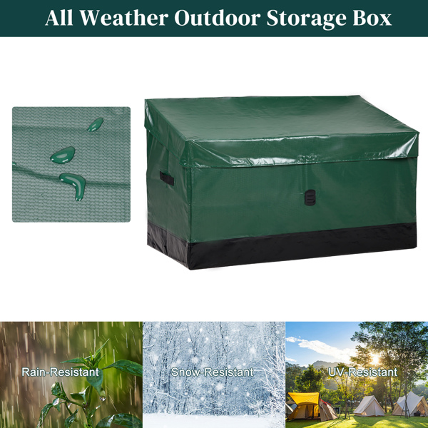 130 Gallon Waterproof Deck Box, Portable Outdoor PVC Storage Box for All Weather, Perfect for Camping Boat Garden Poolside Yard, Green