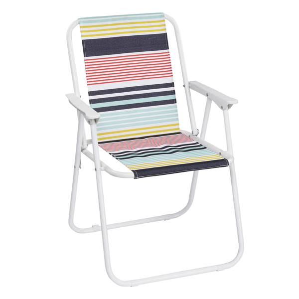 2PCS Folding Beach Chair, Lightweight Beach Chair with High Back, Portable Foldable Camping Chair Lawn Chair with Hard Armrest, Colorful Stripes