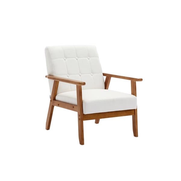 Leisure Chair with Solid Wood Armrest and Feet, Mid-Century Modern Accent chair, for Living Room Bedroom Studio chair