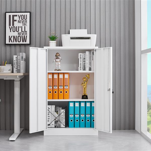 Metal Storage Cabinet with Locking Doors and Adjustable Shelf, Folding Filing Storage Cabinet , Folding Storage Locker Cabinet for Home Office,School,Garage, White