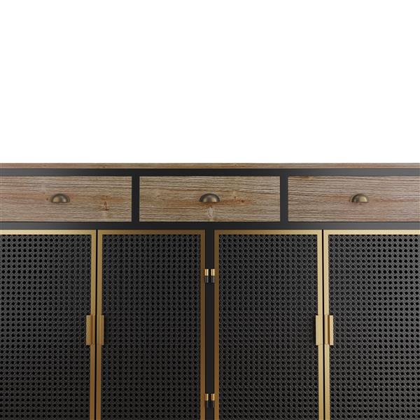 48" Wide  4 Doors Modern Sideboard with 3 Top Drawers,  Sideboard Storage Cabinet Entryway Floor Cabinet for Living Room Office Bedroom