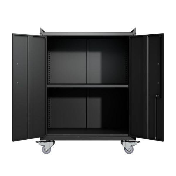 2 Door Tool Cabinets for Garage, Lockable Garage Storage Cabinet, Locking Metal Storage Cabinet with Wheels, Rolling Tool Chest, Assembly Required H34*W30.3*D18