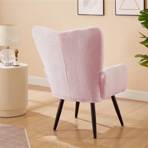 Modern Single Sofa Armchair with High Backrest Comfy Reading Chair for Small Spaces/Living Room/Bedroom/Apartment (COLOR:PINK)