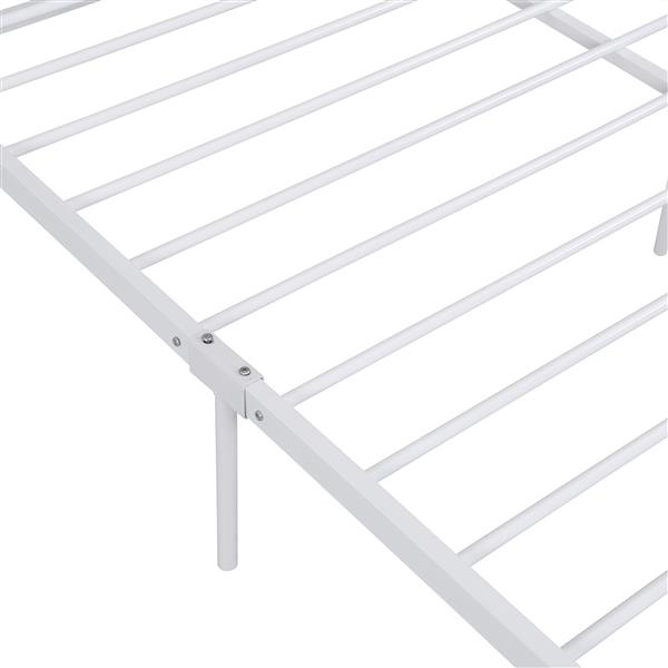 Queen Size Metal Platform Bed Frame with Sockets, USB Ports and Slat Support ,No Box Spring Needed White