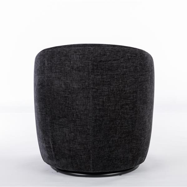 Chenille Fabric Swivel Armchair Barrel Chair With Black Powder Coating Metal Ring,Black