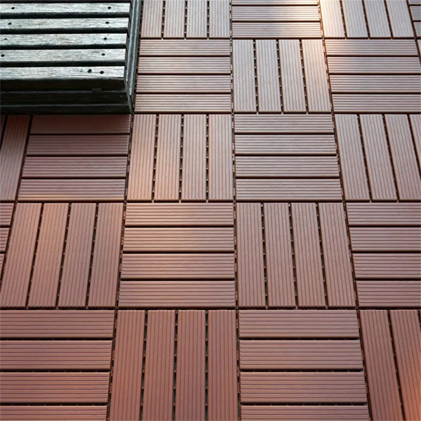 44PCS Straight stripe dark brown 11.8 "x11.8" (30cmx30cm) interlocking deck tiles - waterproof, non-slip, all-day outdoor inner patio floor -3D wood grain design ideal for courtyards, balconies