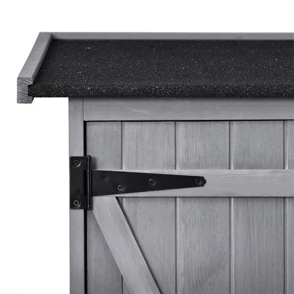 Outdoor 5.3ft Hx4.6ft L Wood Storage Shed Tool Organizer,Garden Shed, Storage Cabinet with Waterproof Asphalt Roof, Double Lockable Doors, 3-tier Shelves for Backyard, Gray