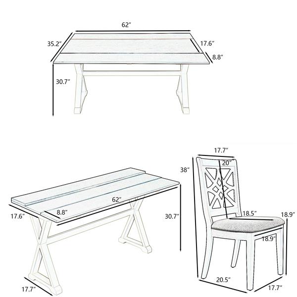 5-Piece 62*35.2inch Extendable Rubber Wood Dining Table Set with X-shape Legs,Console Table with Two 8.8Inch-Wide Flip Lids and Upholstered Dining Chairs ,Beige