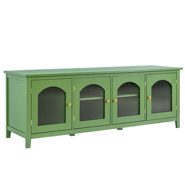 71-inch stylish TV cabinet,Entertainment CenterTV stand,TVConsoleTable, Media Console,solidwood frame,Changhong glass door,Metal handle,antique green,for the children's room,bedroom Living Room