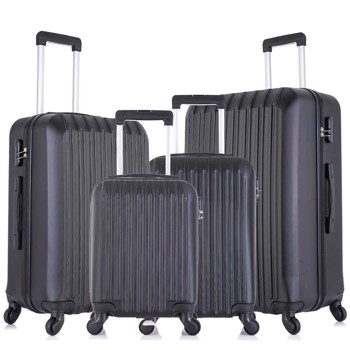 4 Piece Set Luggage Sets Suitcase ABS Hardshell Lightweight Spinner Wheels Black