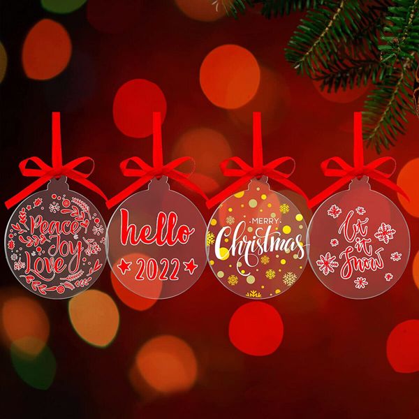 20PC Clear Christmas Baubles Perspex Acrylic Baubles DIY Craft Tree Decoration