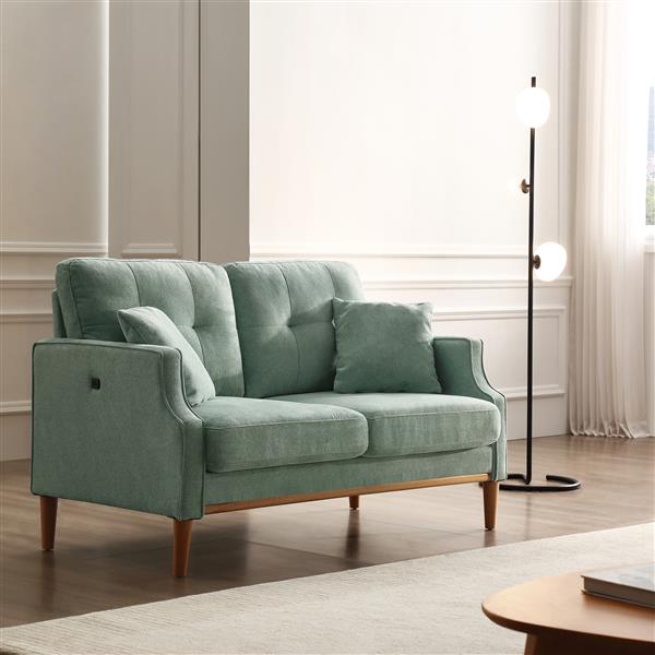 sofa 2 seater ,Loveseat With Waterproof Fabric Baby Blue, USB Charge