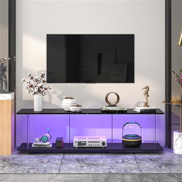 TV stand, TV cabinet, yakeli partition TV cabinet, table imitation marble pattern, can do tv cabinet can also do side cabinets, can be placed in the lounge, living room or bedroom, color: black