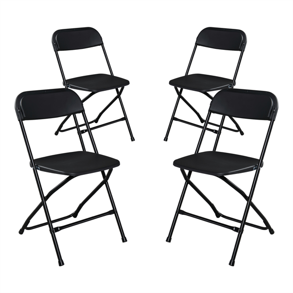 4pcs Injection Molding Classic Garden Plastic Folding Chair Black