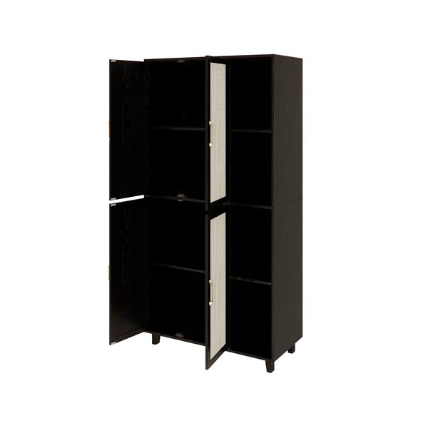 4 Door Cabinet with 4 Shelves with 4 Adjustable Inner Shelves, Storage Cabinet