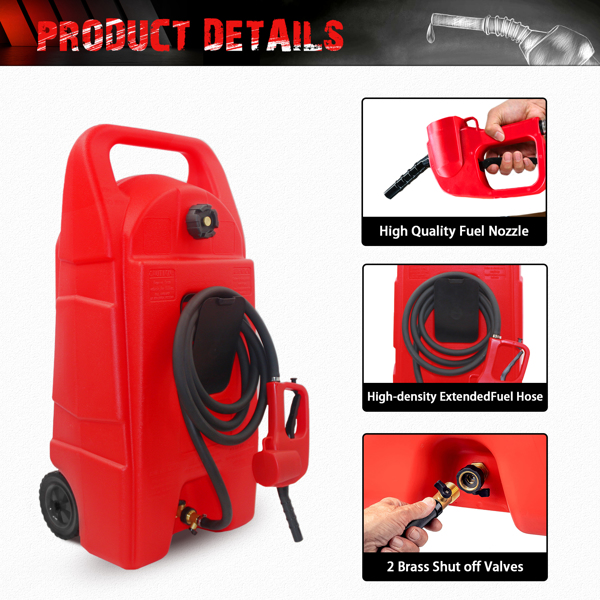 15 Gallon Gas Caddy With Wheels, Fuel Transfer Tank Gasoline Diesel Can,Fuel Storage Tank For Automobiles ATV Car Mowers Tractors Boat Motorcycle(Red)