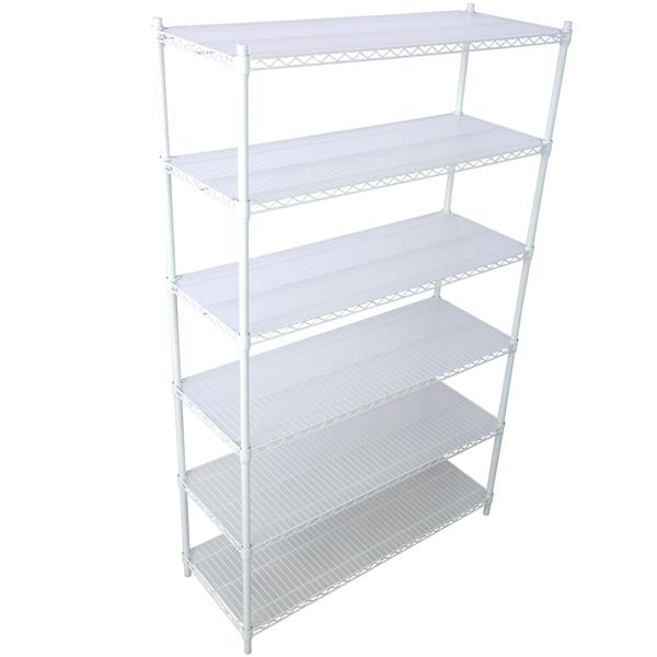 6 Tier 6000lbs Capacity NSF Metal Shelf Wire Shelving Unit, Heavy Duty Adjustable Storage Rack with Wheels & Shelf Liners for Commercial Grade Utility Steel Storage Rack, white - 84"H x 48"L x 20"D