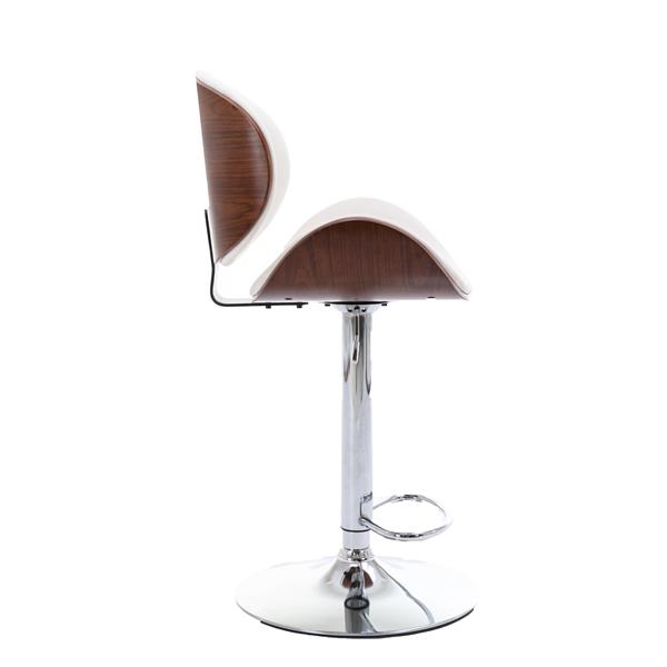 Adjustable Bar Stools , Upholstered Swivel Barstool, white PU Leather Barstools (Set of 2)