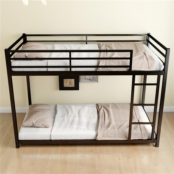 Metal Twin over Full Bunk Bed/ Heavy-duty Sturdy Metal/ Noise Reduced/ Safety Guardrail/No Box Spring Needed,Black