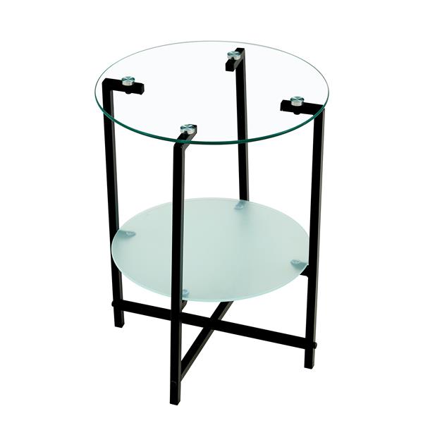 2-piece set (Clear) Tempered Glass End Table, Round Coffee Table for Bedroom Living Room Office