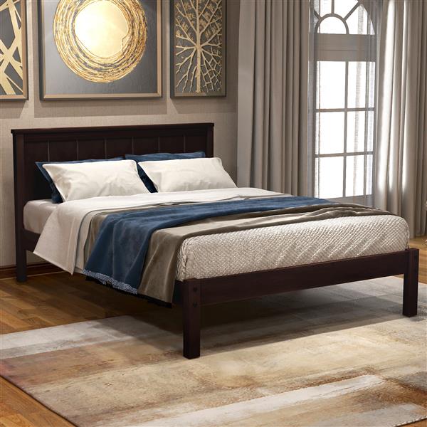 Platform Bed Frame with Headboard, Wood Slat Support, No Box Spring Needed,Twin, Espresso