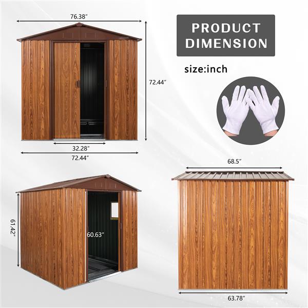 6ft x 6ft Outdoor Metal Storage Shed with Metal Floor Base ,With window