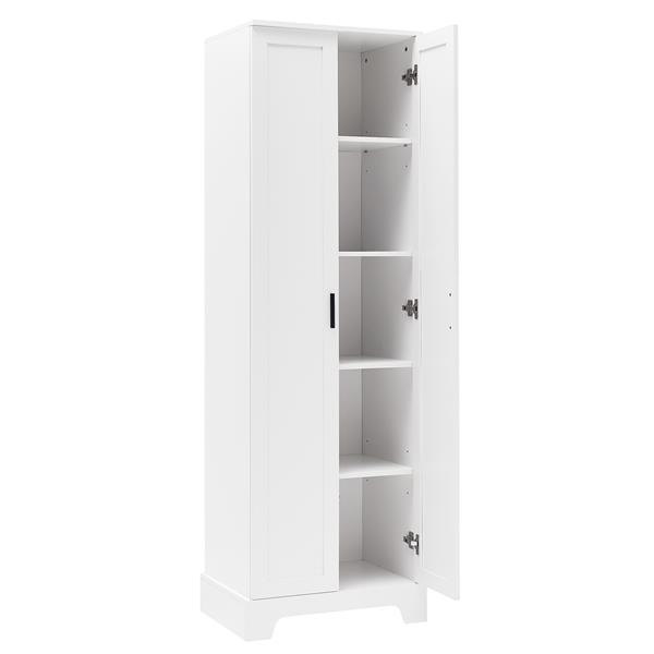 Storage Cabinet with Two Doors for Bathroom, Office, Adjustable Shelf, MDF Board, White