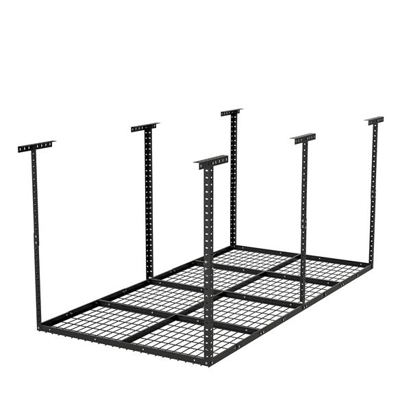 4x8ft Overhead Garage Storage Rack,Adjustable Garage Storage Organization Systerm,Heavy Duty Metal Garage Ceiling Storage Racks,660lbs Weight Capacity,Black