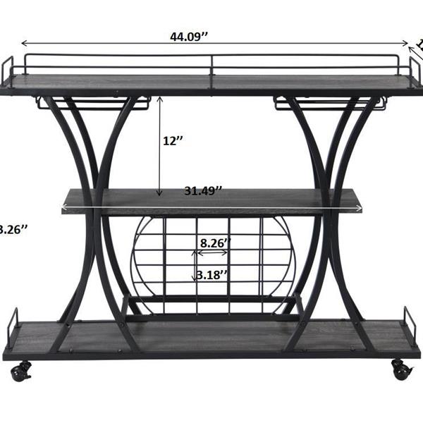 Industrial Bar Cart Kitchen Bar&Serving Cart for Home with Wheels 3 -Tier Storage Shelves