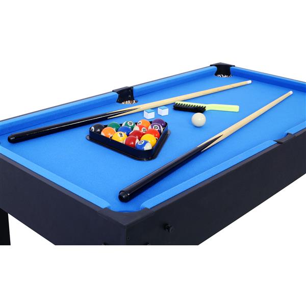 5-in-1 Multi-Game Table - Billiards, Push Hockey, Foosball, Ping Pong, and Basketball black/blue