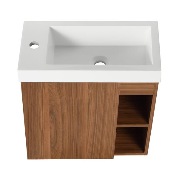 20'' Floating Wall-Mounted Bathroom Vanity with White Resin Sink & Soft-Close Cabinet Door