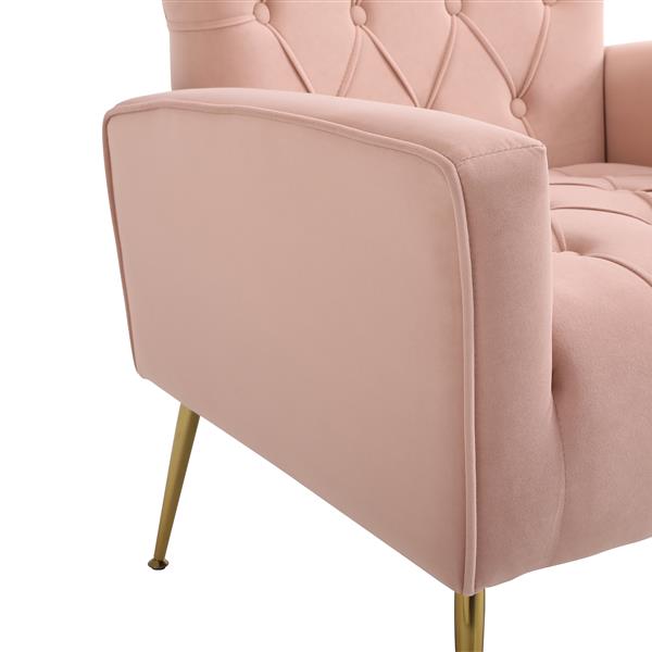 Modern Accent Chair with Ottoman,  Comfy  Armchair for Living Room, Bedroom, Apartment, Office (Pink)