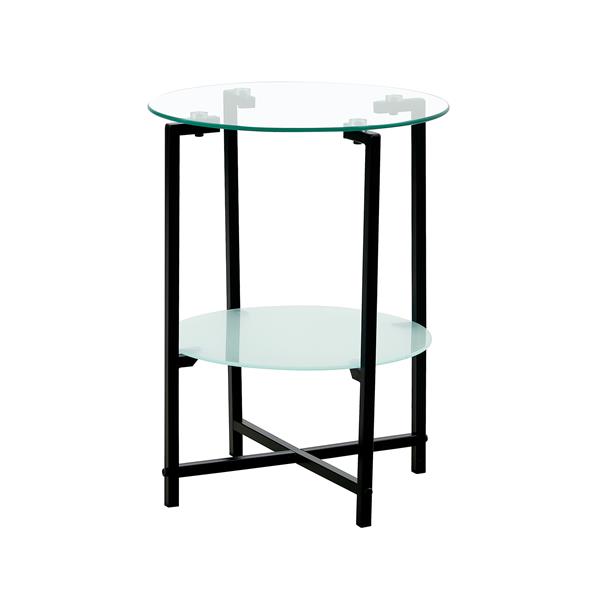 2-piece set (Clear) Tempered Glass End Table, Round Coffee Table for Bedroom Living Room Office