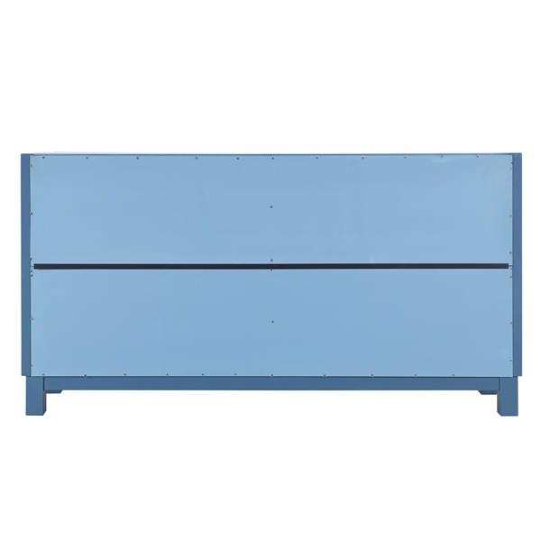 Large Storage Space Sideboard, 4 Door Buffet Cabinet with Pull Ring Handles for Living Room, Dining Room (Navy)