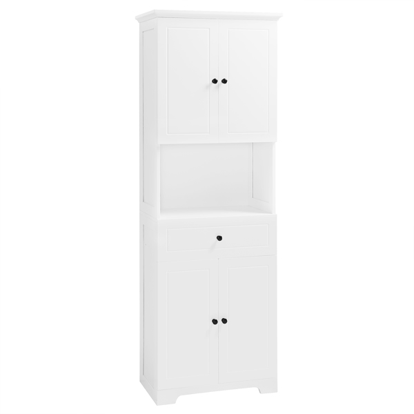 Tall Bathroom Cabinet with Four Doors, Large Storage Space Open Shelve, Upper Storage Cabinet, White 