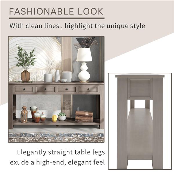 Console Table/Sofa Table with Storage Drawers and Bottom Shelf for Entryway Hallway (Gray Wash)