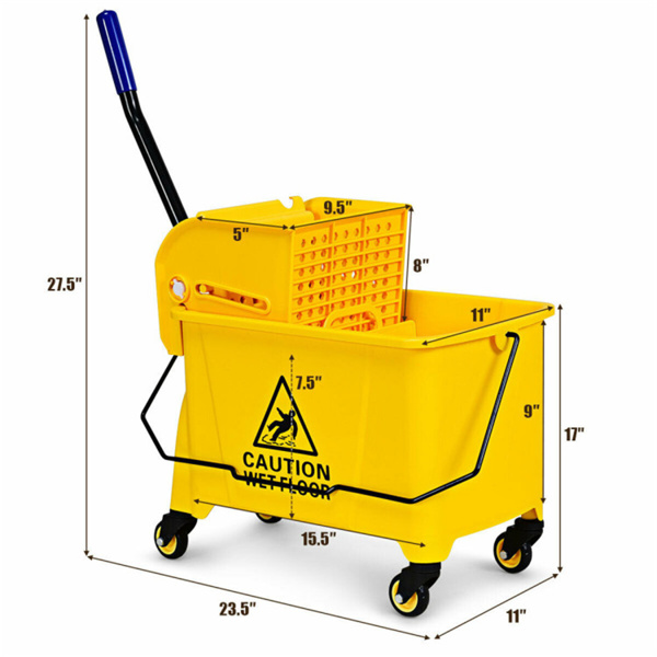 Cleaning bucket, mop bucket, yellow