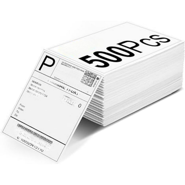 4 "X6" direct hot transport labels (2000 4x6 fan-shaped folding labels) - permanent adhesive shipping labels - commercial grade, 500 sheets per stack, a total of 4 stacks=2000 sheets