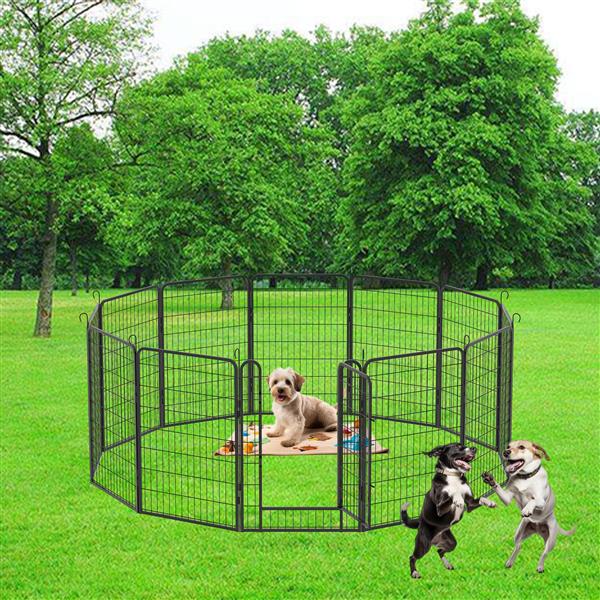 12 Panels Heavy Duty Metal Playpen with door,39.37"H Dog Fence Pet Exercise Pen for Outdoor