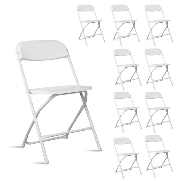 10pcs Injection Molding Classic Garden Plastic Folding Chair White