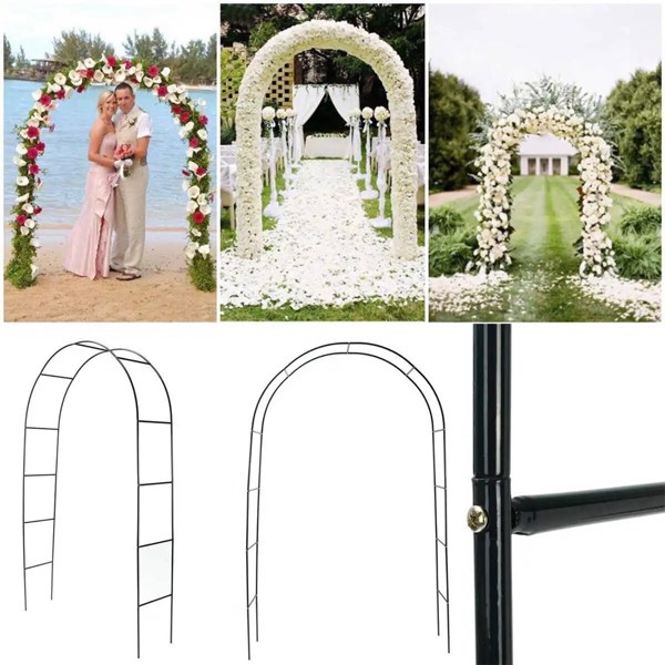 7'8" H x 4'5" W Metal Garden Arch Trellis,Adjustable Arbor Trellis for Garden Climbing Plants Support，Black