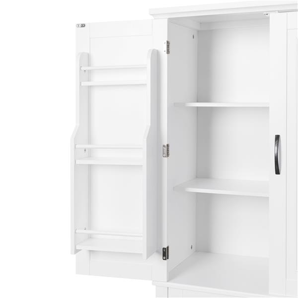 Bathroom Storage Cabinet with Doors and Drawer, Multiple Storage Space, Adjustable Shelf, White