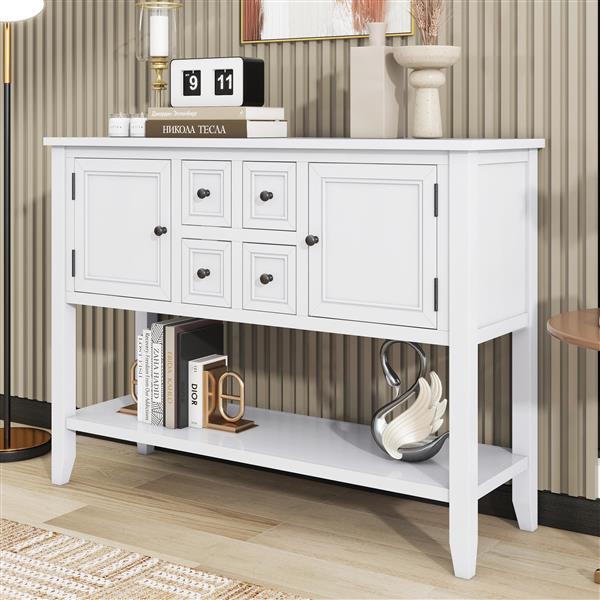 Cambridge Series  Ample Storage Vintage Console Table with Four Small Drawers and Bottom Shelf for Living Rooms, Entrances and Kitchens